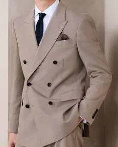Tan Double-Breasted Suit